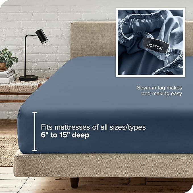 Fitted Bottom Sheet Full Size - Premium 1800 Microfiber - Ultra-Soft Hotel Luxury - Deep Pocket - Durable and Long Lasting - Fitted Sheet (Full, Bering Sea)