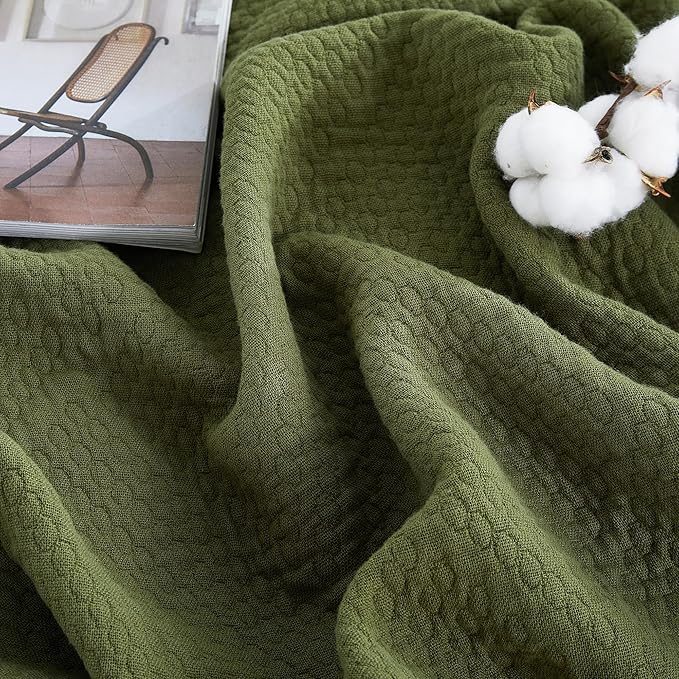 Premium 100% Cotton Blanket – All-Season Soft Breathable Bed Blanket for Twin Size – Lightweight Stylish Textured Throw for Bed– Giftable Cozy Bedding