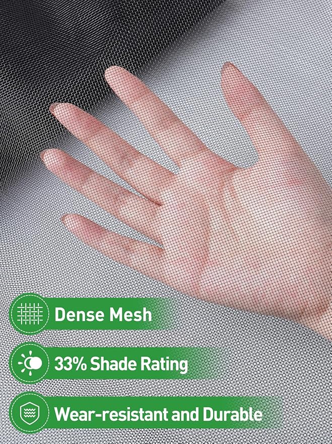 Stronger Garden Mesh Netting - 10 x 12 ft PP Nanocomposite Bird Net Barrier, Mosquito Netting Screen for Outdoor Plants Vegetables Patios Balconies Terraces, Shading Rate 33% (Black)