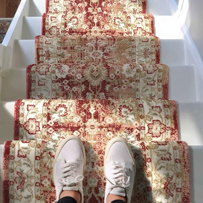 Well Woven Custom Size Runner - Elysium Crimson Vintage Panel Rug 27 Inch Wide x 10 Feet Long (27" x 10' Runner) | Heritage-Inspired, Soft & Durable, Easy to Clean Rug for Hallway, Stairs, entryway