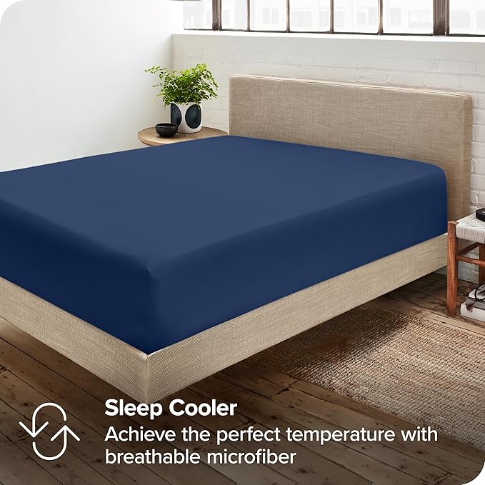 Bare Home 5-Pack Fitted Bottom Ultra-Soft Sheets King - Premium 1800 Ultra-Soft Microfiber - Deep Pocket (King, Dark Blue)