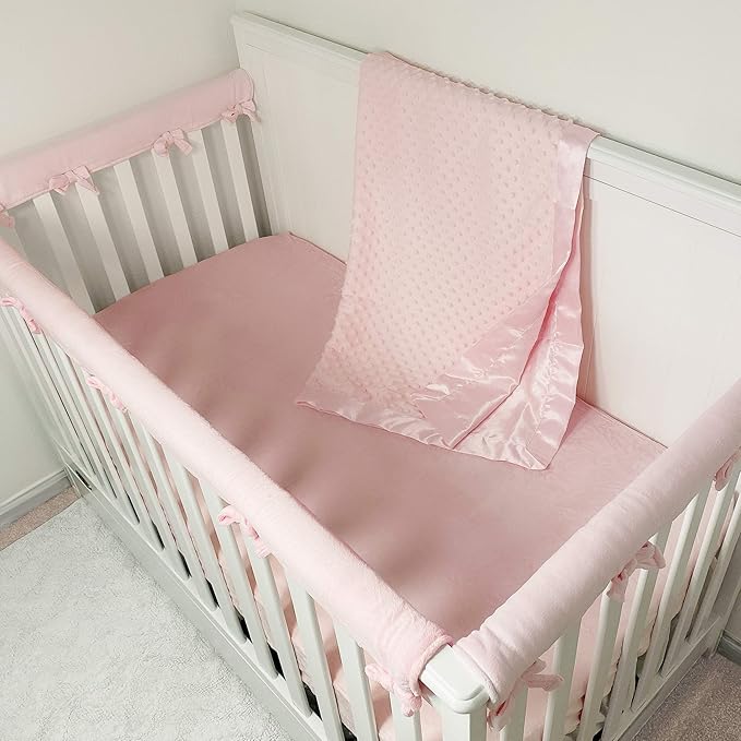 American Baby Company Heavenly Soft Chenille Receiving Blanket (30" x 40"), 2-Layer Design with Minky Dot & Silky Satin, Pink, for Boys and Girls