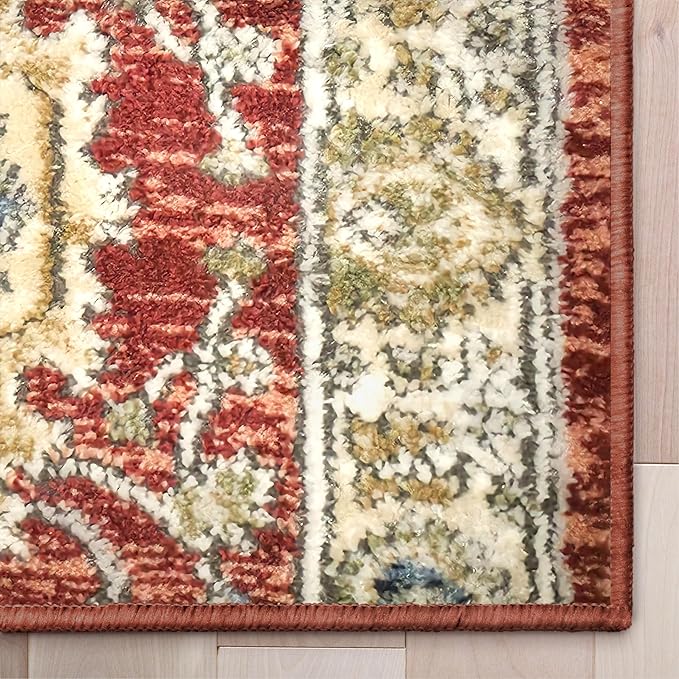 Well Woven Custom Size Runner - Mythos Crimson Vintage Medallion Rug 27 Inch Wide x 3 Feet Long (27" x 3' Runner) | Heritage-Inspired, Soft & Durable, Easy to Clean Rug for Hallway, Stairs, entryway
