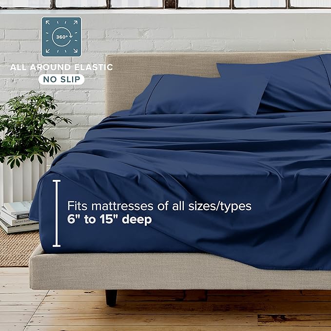 Bare Home Reversible Bed-in-A-Bag Comforter & Sheet Set - California King - Down Alternative - Soft - Bedding Set (Cal King, Dark Blue/Grey, Dark Blue)