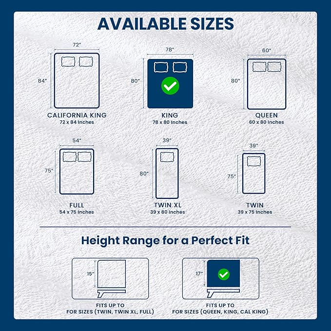 Utopia Bedding Waterproof Mattress Protector King Size, Premium 200 GSM Terry Mattress Cover, Soft & Breathable Bed Cover, Fitted Sheet Style with Stretchable Deep Pockets 17" (White)