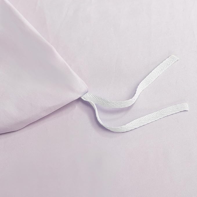 MooMee Duvet Cover Set 100% Extra Long Staple Cotton 600 Thread Count Silky Sateen Smooth Luxury Soft Breathable Durable Hotel Quality Bedding, 3 Pieces (Pastel Purple, Queen 90"x90")