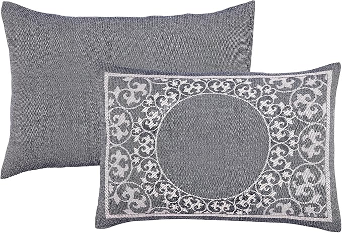 SUPERIOR Cotton Blend Bedspread Set, Includes Oversized Bedspread and 2 Matching Pillow Shams, Light Weight Blanket, Bedding Decor, Jacquard Vintage Floral Mandala, Lyron Collection - King, Denim Blue