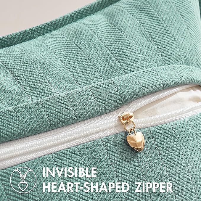 MIULEE Pack of 2 Aqua Green Decorative Pillow Covers 18x18 Inch Soft Chenille Luxurious Couch Throw Pillows Farmhouse Cushion Covers with Elegant Design for Sofa Bedroom Living Room Spring Home Decor