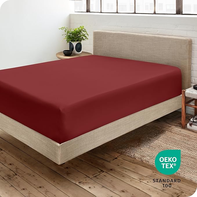 Fitted Bottom Sheet King Size - Premium 1800 Microfiber - Ultra-Soft Hotel Luxury - Deep Pocket - Durable and Long Lasting - Fitted Sheet (King, Rosewood)