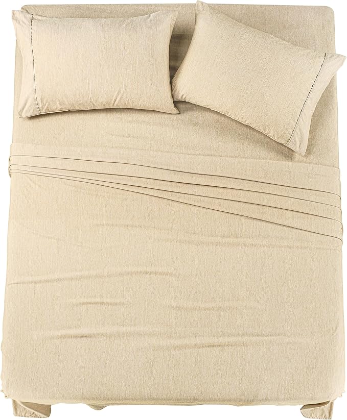 Utopia Bedding Full Sheet Set – 4 Piece Bed Sheets for Cal King Size Bed, Soft and Breathable Microfiber, Includes 1 Fitted Sheet, 1 Flat Sheet and 2 Pillowcases (Heather Beige)