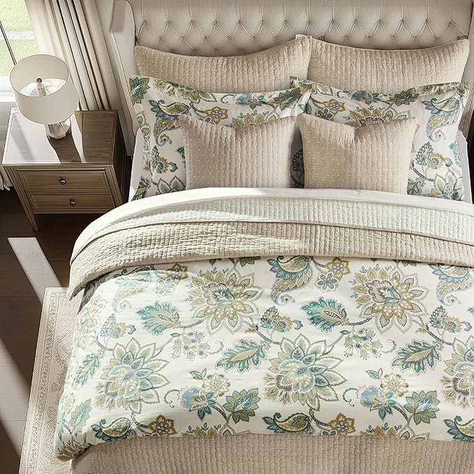 Levtex Home Cross Stitch Reversible King/Cal King Quilt Set (106x92in) and 2 Pillow Shams (36x20in) - Stitch Texture - Taupe - Cotton King Size Quilt Bedding Set - Lightweight Soft Pre-Washed