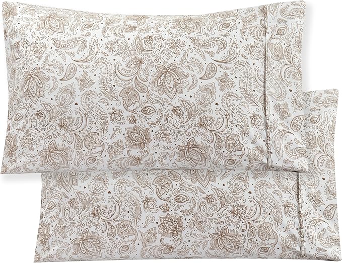 Elegant Comfort Softest and Coziest 4-Piece Sheet Set - 1500 Premium Hotel Quality Microfiber - Deep Pocket, Wrinkle Resistant 4-Piece Paisley Pattern Bed Sheet Set, Twin XL, Paisley Taupe