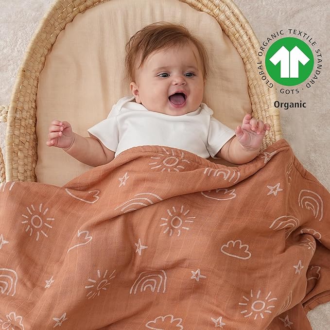 Yoofoss Muslin Swaddle Blankets, Organic Baby Blankets, 47 x 47 Inches Receiving Blanket for Baby Boys and Girls, Baby Essentials for Newborns Soft Breathable