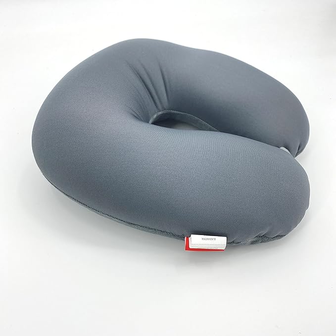 Bookishbunny U Shaped Micro Beads Microbead Neck Head Support Travel Pillow, 12"x12"x4" (SolidGrey)