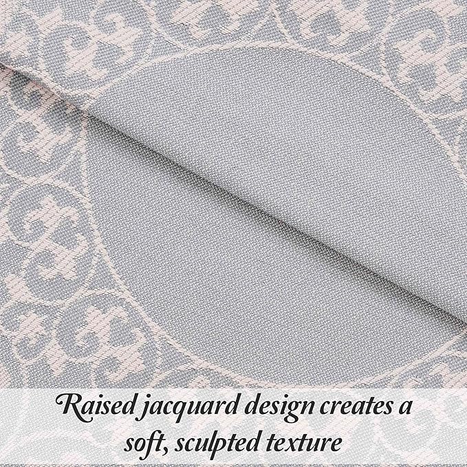 SUPERIOR Cotton Blend Bedspread Set, Includes Oversized Bedspread and 2 Matching Pillow Shams, Light Weight Blanket, Bedding Decor, Jacquard Vintage Floral Mandala, Lyron Collection - Full, Slate Blue
