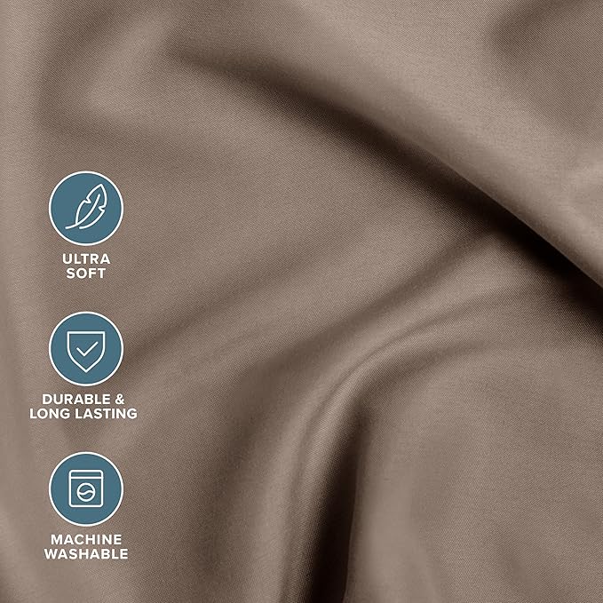 Bare Home Bed-in-A-Bag 5 Piece Comforter & Sheet Set - Twin XL - Goose Down Alternative - Ultra-Soft 1800 Premium Bed Set (Twin XL, Taupe/Taupe)