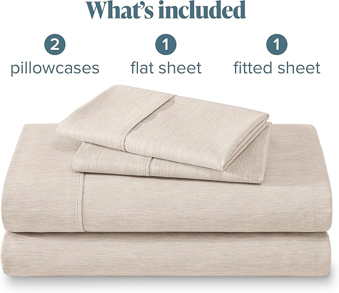 Bare Home Full Sheet Set - Luxury 1800 Ultra-Soft Microfiber Double Brushed - Deep Pockets - Easy Fit - 4 Piece Set - Bedding Sheets & Pillowcases (Full, Heathered Pebble)