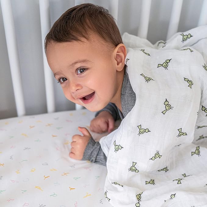 aden + anais Boutique Muslin Swaddle Blanket for Baby Girls and Boys, Newborn Receiving Blanket for Swaddling, 100% Muslin Cotton Swaddle Wrap, 4 Pack, Jungle Jam