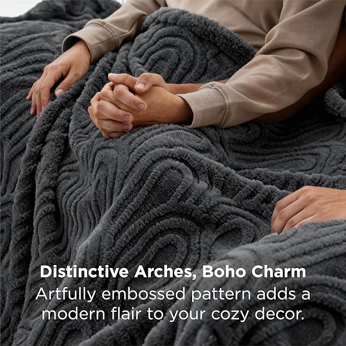 Bedsure GentleSoft Fleece Blanket Queen Size for Bed - Super Soft & Cozy, Fluffy Blankets for Women & Girls, Ideal for Sofa & Couch, Grey, 90x90 Inches