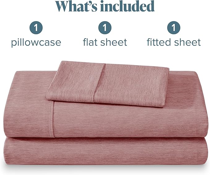 Bare Home Twin XL Sheet Set - College Dorm Size - 1800 Ultra-Soft Microfiber - Deep Pockets - Easy Fit - Extra Soft - 3 Piece Set - Bed Sheets (Twin XL, Heathered Rosewood)