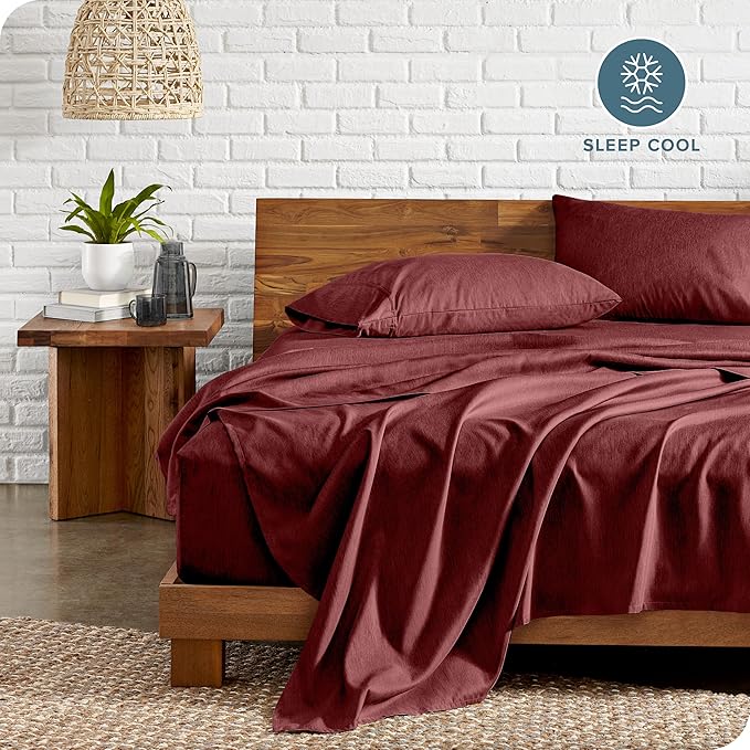 Bare Home Split Head Flex King Sheet Set - 1800 Ultra-Soft Microfiber Sheets - Double Brushed - Deep Pockets - Easy Fit - 4 Piece Set - FlexTop Bed Sheets (Split Head Flex King, Heathered Rose)