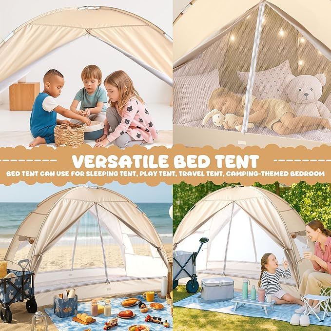 LEEDOR® Bed Tent Dream Tents Bed Canopy Shelter Cabin Indoor Privacy Warm Breathable Pop Up Twin/Full/Queen for Kids and Adult Patent Pending(Mattress Not Included)