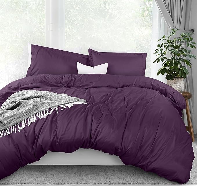 Utopia Bedding Duvet Cover Full Size - 3 Piece with Zipper Closure - 1 Comforter Cover 80X90 Inches & 2 Pillow Shams 20X26 Inches (Purple) Comforter Not Included