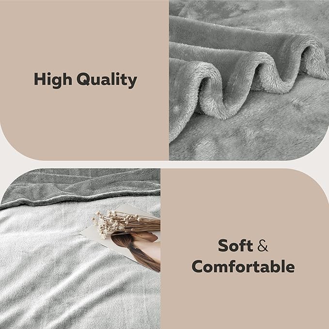 MOONLIGHT20015 Fleece Throw Blanket Super Soft Cozy for Couch, Sofa and Camping Lightweight 400 GSM Luxury Fluffy Microfiber Bed Blankets 50 x 60 Inches (Throw/Travel, Silver)
