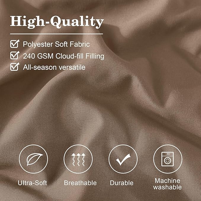 Monbix Oversized Queen Comforter Set - 7 Pieces Brown Bed in a Bag Oversized Queen Bedding Sets with Comforters, All Seasons Comforter Bed Set with Sheets, Pillowcases & Shams