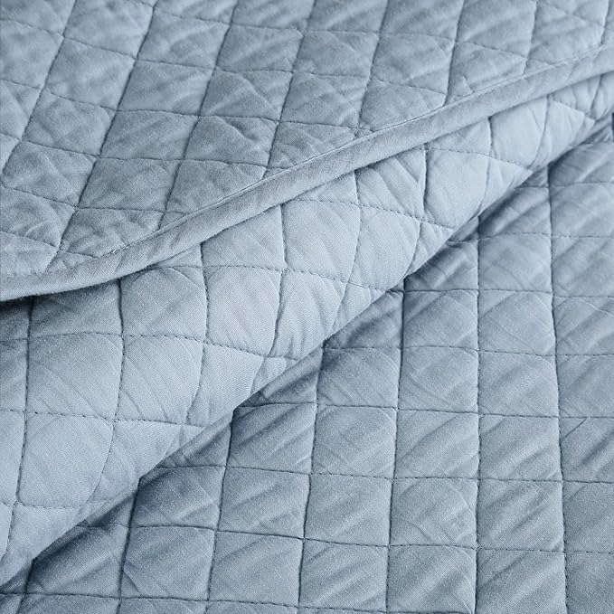 Lush Decor Ava Quilt Diamond Pattern Solid 3 Piece Oversized Bedding Blanket Bedspread Set - King - Blue