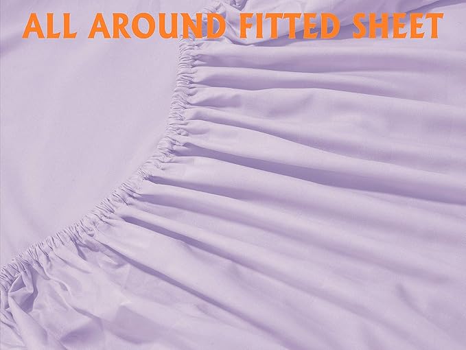 Elegant Comfort Softest and Coziest 4-Piece Sheet Set - 1500 Premium Hotel Quality Microfiber - Luxurious Wrinkle Resistant 4-Piece Damask Stripe Bed Sheet Set, Twin XL, Lavender/Lilac