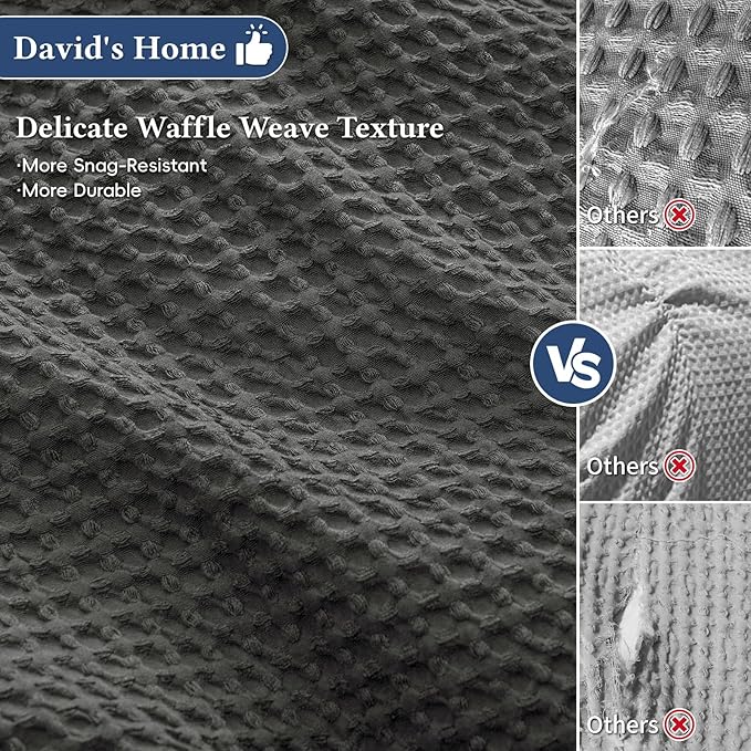 David's Home Waffle Weave Duvet Cover Set Twin Size,Soft Breathable 2pcs Comforter Cover Set with 1 Pillowcase,Textured Home Decor Bedding Set Cozy for All Seasons,Grey 68"×90",No Comforter