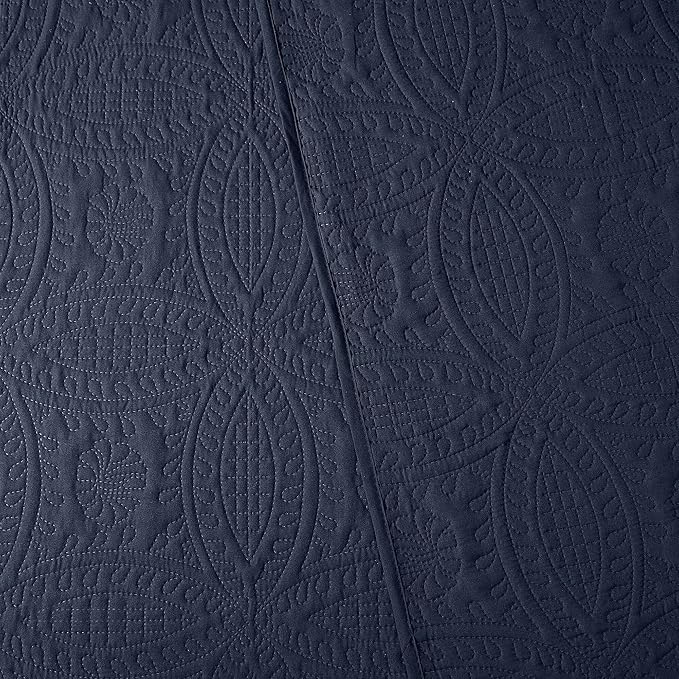 Mellanni King Bedspread Coverlet Set - Bedding Cover with Shams - Ultrasonic Quilting Technology - 3 Piece Oversized Quilt Set - Bedspreads & Coverlets (King, Navy)
