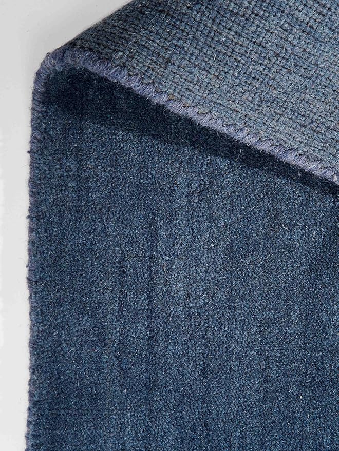 Rugsotic Carpets Hand Knotted Gabbeh Wool 8'x10' Area Rug Solid Blue L00111