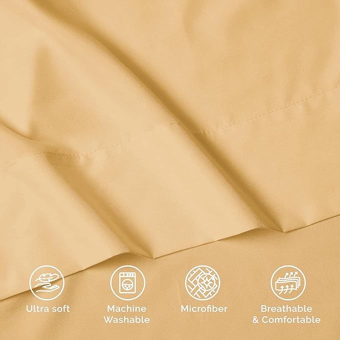 Luxury Flat Sheet on Amazon Elegant Comfort Wrinkle-Free 1500 Premier Hotel Quality 1-Piece Flat Sheet, Twin/Twin XL Size, Gold