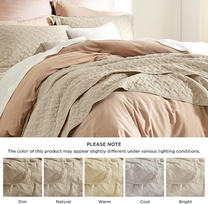 Bedsure Quilts Queen Size - Lightweight Bedspreads Queen Size with Basket Weave Pattern, Soft Quilt Bedding, Hazel Comforter Coverlet for All Seasons (90" x 96")
