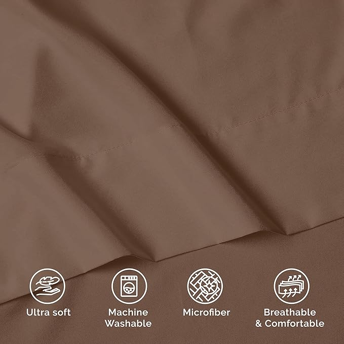 Luxury Flat Sheet on Amazon Elegant Comfort Wrinkle-Free 1500 Premier Hotel Quality 1-Piece Flat Sheet, Full Size, Taupe