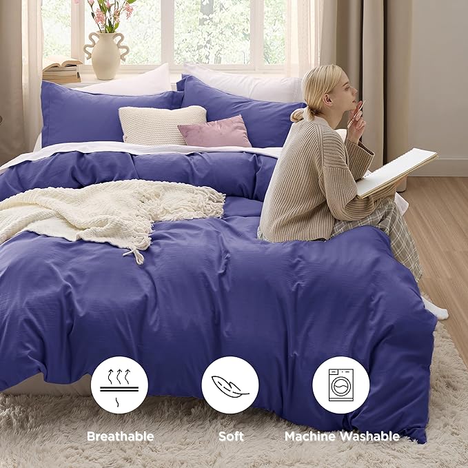 Bedsure Skipper Blue California King Duvet Cover - Prewashed Cotton-Like Polyester Extra Soft Bedding Set, Includes 1 Cal King Duvet Cover 104''x98'' with Zipper Closure & 2 Pillow Shams, No Comforter