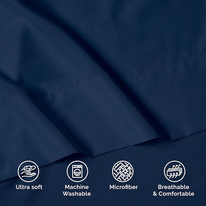 Luxury Flat Sheet on Amazon Elegant Comfort Wrinkle-Free 1500 Premier Hotel Quality 1-Piece Flat Sheet, California King Size, Navy Blue