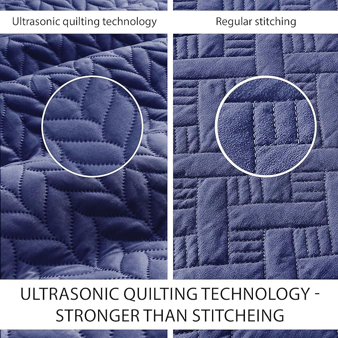 IR Imperial Rooms 8 Pack Quilt King Size Bedding (106" x 96") - Bulk Wholesale for Hotels, Guest Bedroom & Airbnbs - Lightweight Microfiber Reversible Embossed Quilts Bedspread (Navy)