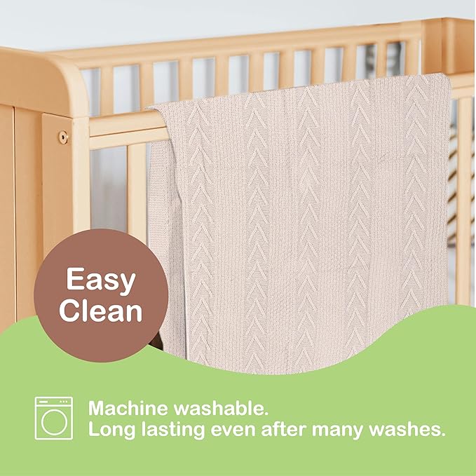 Organic Cotton Knit Baby Blanket 31.5 X 43.3 Inches Soft and Breathable Baby Blanket for Boys and Girls Perfect Swaddle Blanket and Baby Blankets Neutral for Infants Toddlers All Seasons