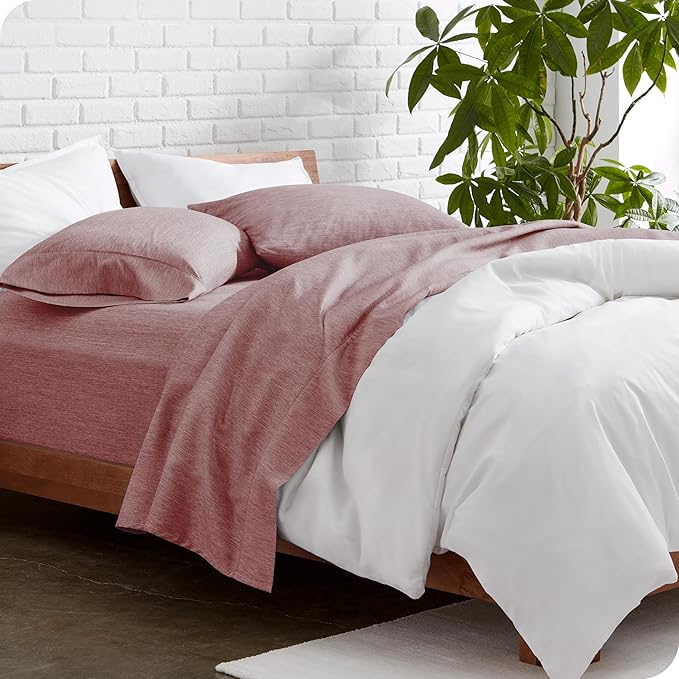 Bare Home King Sheet Set - Luxury 1800 Ultra-Soft Microfiber Double Brushed - Deep Pockets - Easy Fit - 4 Piece Set - Bedding Sheets & Pillowcases (King, Heathered Rosewood)