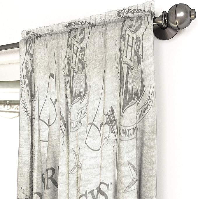 Jay Franco Harry Potter Spellbound 84" Drapes - Beautiful Room Décor & Easy Set Up, Bedding Features Hogwarts Logo - Curtains Include 2 Tiebacks, 4 Piece Set (Official Harry Potter Product)