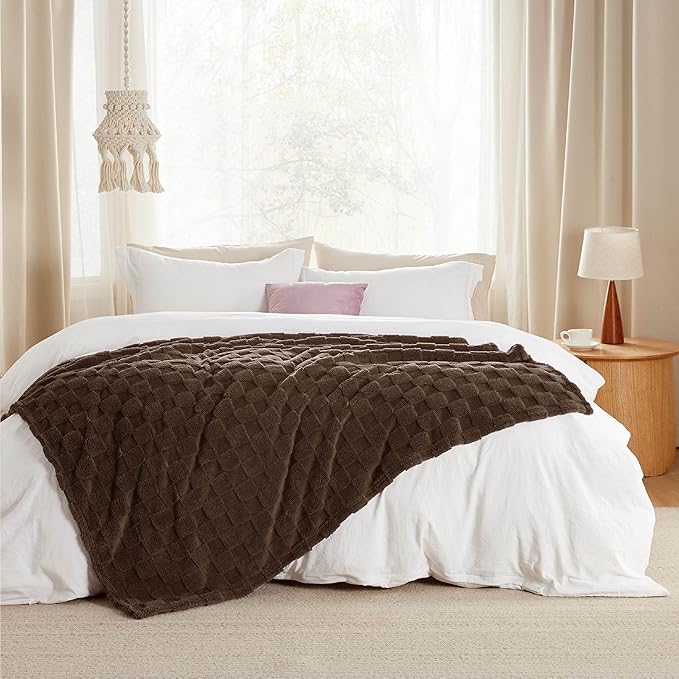 Bedsure GentleSoft Brown Throw Blanket for Couch - Super Soft Cozy Blankets Gifts for Women Men Girls, Cute Small Fleece Throws for Bedroom Home Decor, 50x70 Inches