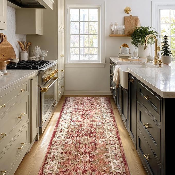 Well Woven Custom Size Runner - Elysium Crimson Vintage Panel Rug 27 Inch Wide x 12 Feet Long (27" x 12' Runner) | Heritage-Inspired, Soft & Durable, Easy to Clean Rug for Hallway, Stairs, entryway