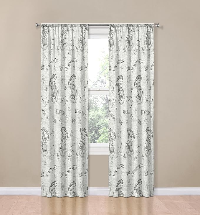 Jay Franco Harry Potter Spellbound 84" Drapes - Beautiful Room Décor & Easy Set Up, Bedding Features Hogwarts Logo - Curtains Include 2 Tiebacks, 4 Piece Set (Official Harry Potter Product)