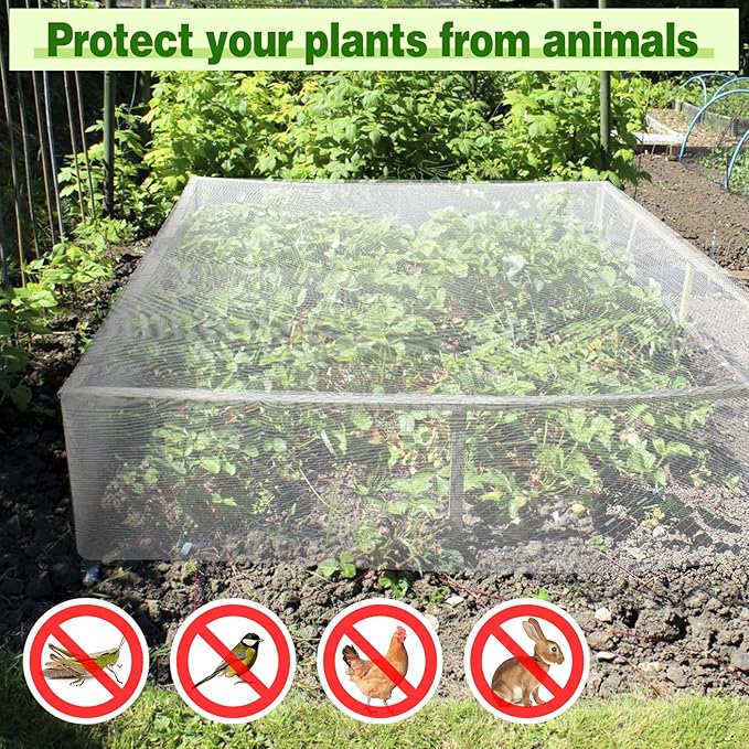 Stronger Garden Mesh Netting - 10 x 12 ft PP Nanocomposite Bird Net Barrier, Mosquito Netting Screen for Outdoor Plants Vegetables Patios Balconies Terraces, Shading Rate 20% (White)