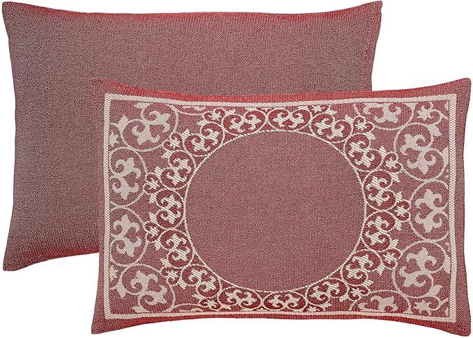 Superior Cotton Blend Bedspread Set, Includes Oversized Bedspread and 2 Matching Pillow Shams, Light Weight Blanket, Bedding Decor, Jacquard Vintage Floral Mandala, Lyron Collection - Twin, Berry Red