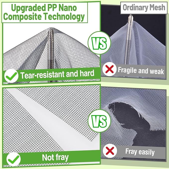 Stronger Garden Mesh Netting - 10 x 12 ft PP Nanocomposite Bird Net Barrier, Mosquito Netting Screen for Outdoor Plants Vegetables Patios Balconies Terraces, Shading Rate 33% (Black)