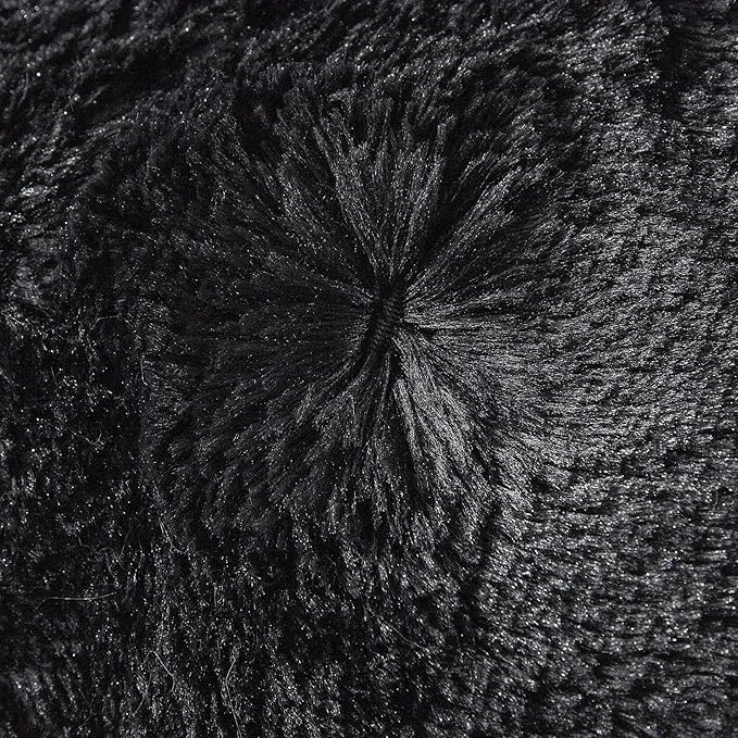 Uhamho Faux Fur Velvet Fluffy Bedding Duvet Cover Set Down Comforter Quilt Cover with Pillow Shams, Ultra Soft Warm (Black, King)